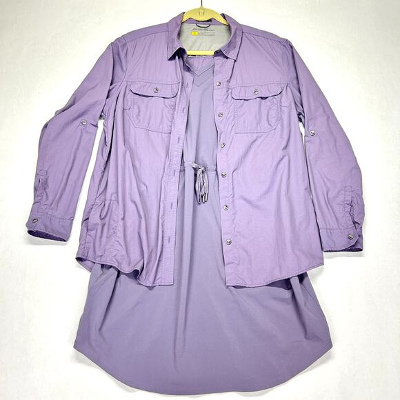 2pc Eddie Bauer Departure Dress Women L Purple Midi Tank w L/S Shirt Classic Fit - Picture 8 of 15